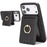 For iPhone 17 Pro Case Detachable Card Bag Compatible with MagSafe PU Leather Coated TPU Cover with Ring Kickstand - Black - 1