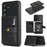 For Samsung Galaxy S25 Kickstand Case Detachable Card Bag Magnetic Case PU Leather Coated TPU Phone Cover - Black - 1