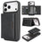 For iPhone 17 Pro Kickstand Case Tri-fold Card Bag PU Leather Coated TPU Cover Compatible with MagSafe - Black - 1
