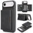 For iPhone Air Kickstand Case Tri-fold Card Bag PU Leather Coated TPU Cover Compatible with MagSafe - Black - 1