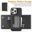 For iPhone 13 Pro Kickstand Case Tri-fold Card Bag PU Leather Coated TPU Cover Compatible with MagSafe - Black - 3