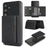 For Samsung Galaxy S25+ Kickstand Case Tri-fold Card Bag PU Leather Coated TPU Cover Magnetic Case - Black - 1