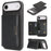 For iPhone Air Kickstand Case Bi-fold Card Bag PU Leather Coated TPU Cover Compatible with MagSafe - Black - 1