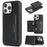 For iPhone 16 Pro Kickstand Case Bi-fold Card Bag PU Leather Coated TPU Cover Compatible with MagSafe - Black - 1