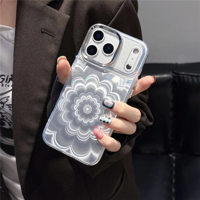 For iPhone 17 Pro Case Striking Phantom Flower TPU Cover with Electroplating Lens Frame - 2