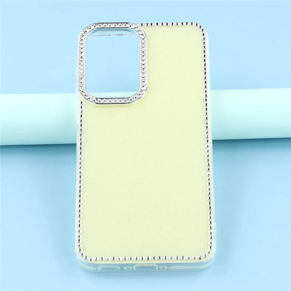For Samsung Galaxy S26+ Case Rhinestone Edge Glitter Back TPU + PC IMD Phone Cover - Glitter Light Yellow - 4