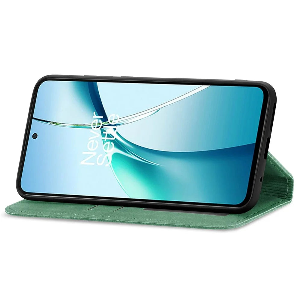 For Blackview Color 6 Leather Case with Card Holder Magnetic Absorption Phone Cover - Green - 3