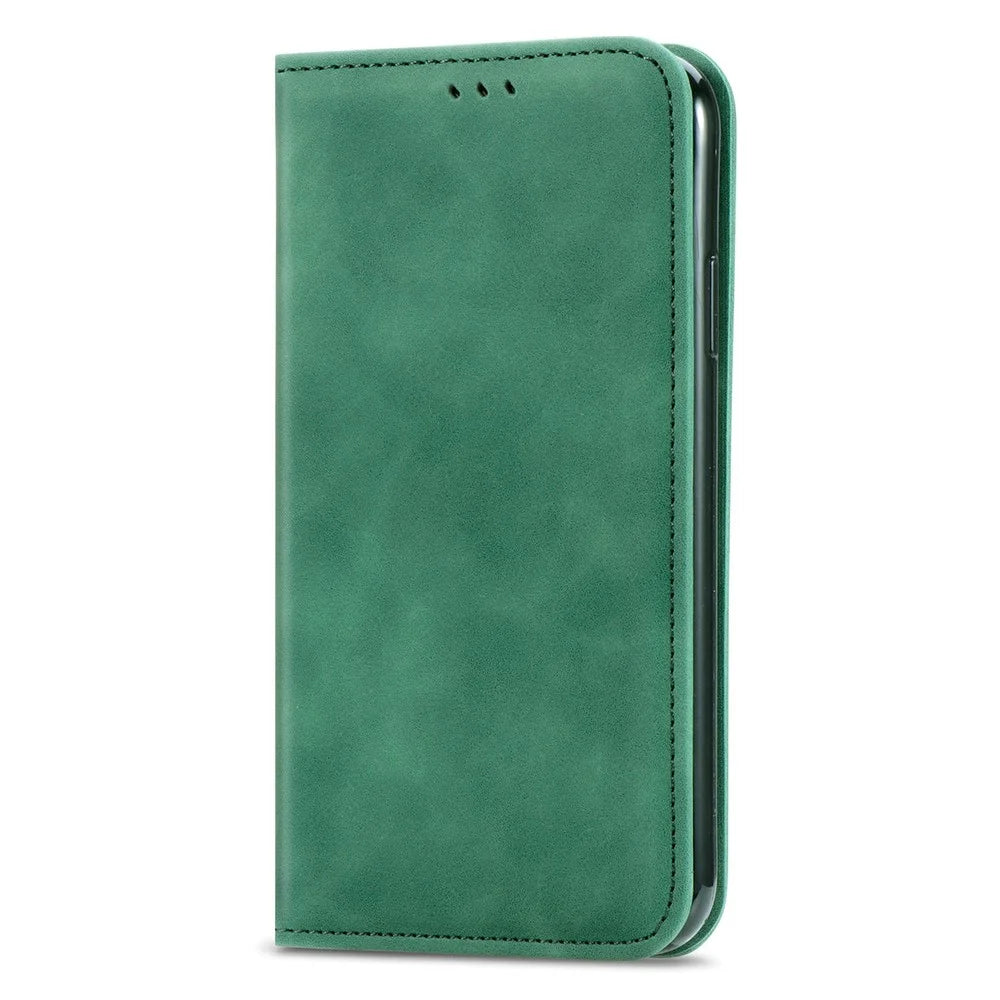 For Blackview Color 6 Leather Case with Card Holder Magnetic Absorption Phone Cover - Green - 5