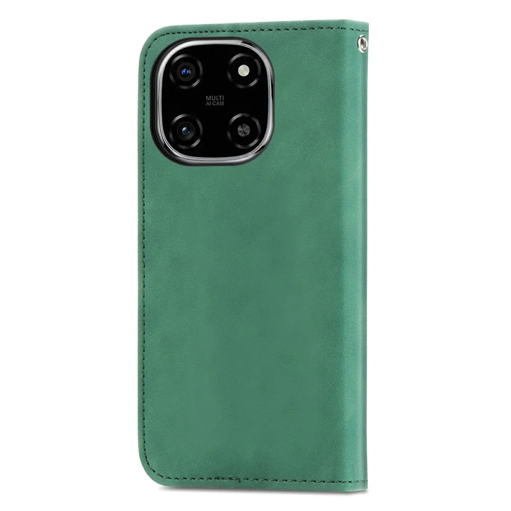 For Blackview Color 6 Leather Case with Card Holder Magnetic Absorption Phone Cover - Green - 6