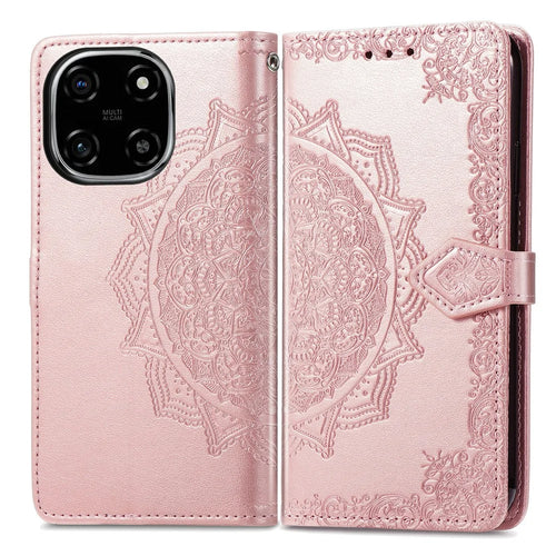For Blackview Color 6 Case Wallet Mandala Flower Leather Phone Cover Stand View - Rose Gold - 1