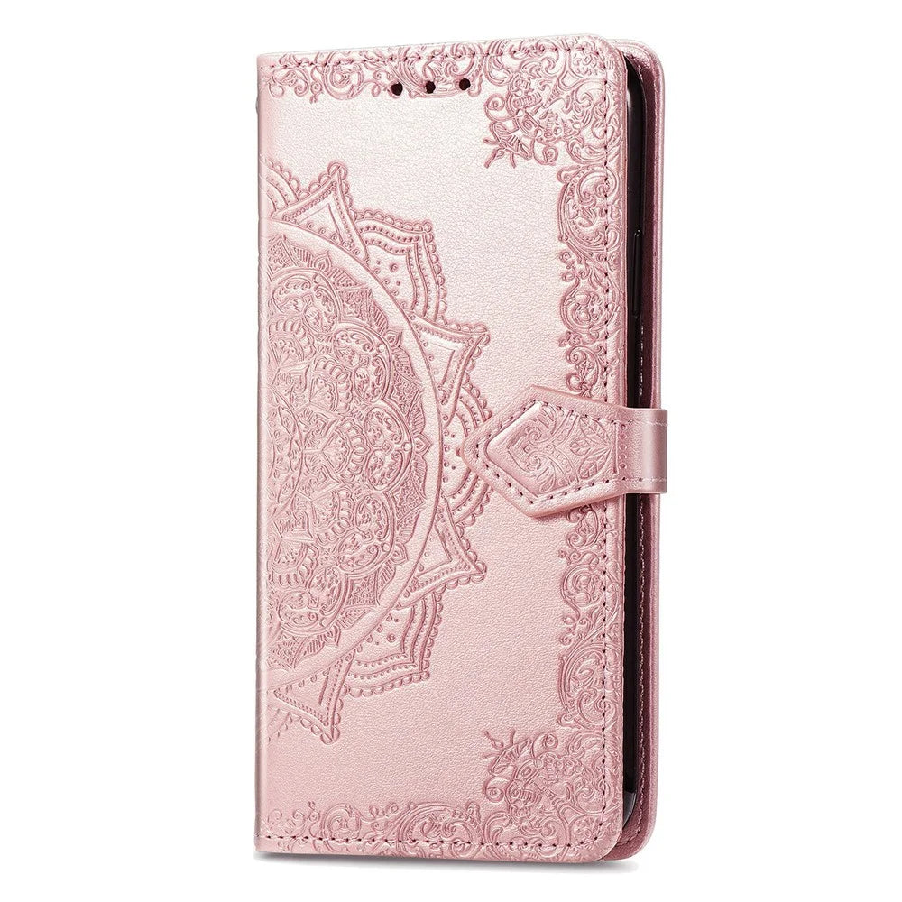 For Blackview Color 6 Case Wallet Mandala Flower Leather Phone Cover Stand View - Rose Gold - 5