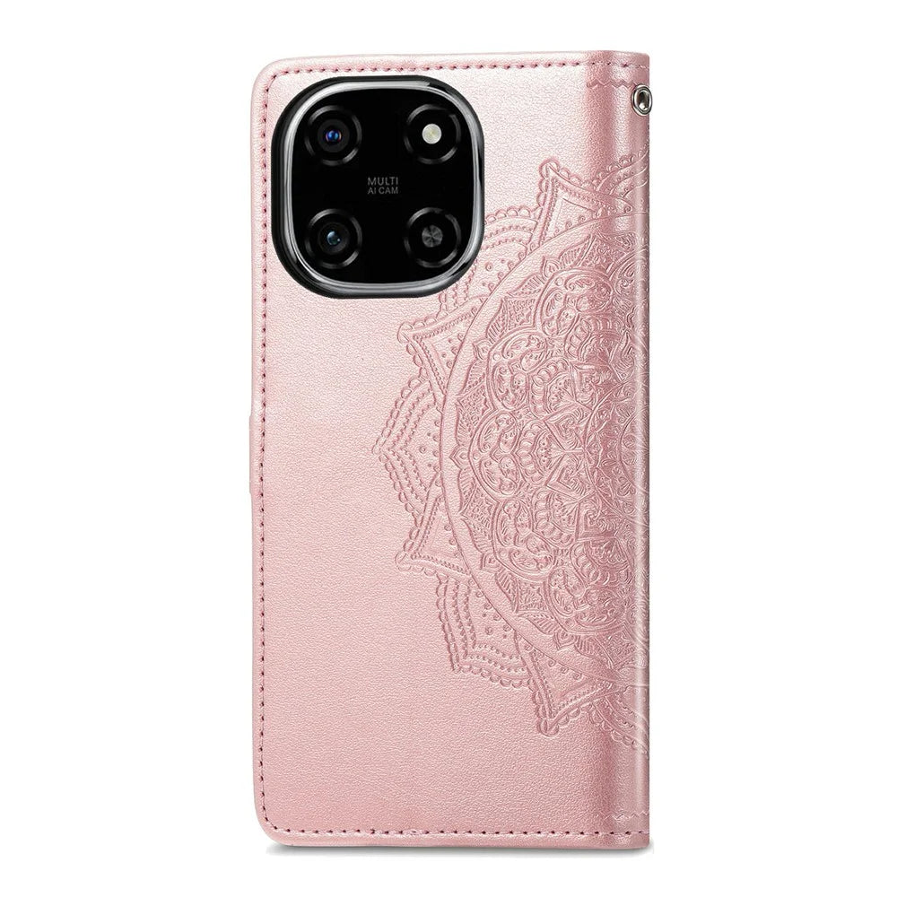 For Blackview Color 6 Case Wallet Mandala Flower Leather Phone Cover Stand View - Rose Gold - 6