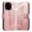 For Blackview Color 6 Case with Strap Butterfly Pattern PU Leather Wallet Phone Cover - Rose Gold - 1