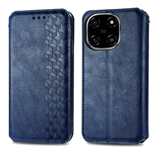 For Blackview Color 6 Case Rhombus Imprint PU Leather Wallet Phone Cover - Blue - 1