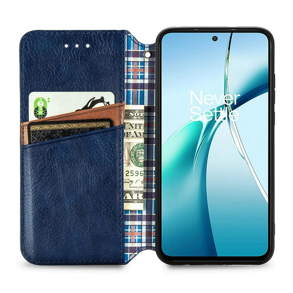 For Blackview Color 6 Case Rhombus Imprint PU Leather Wallet Phone Cover - Blue - 2