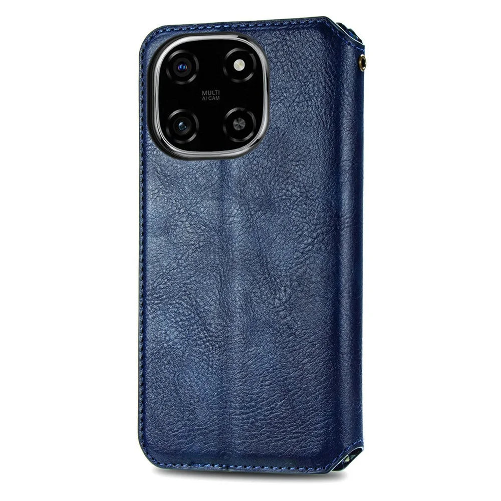 For Blackview Color 6 Case Rhombus Imprint PU Leather Wallet Phone Cover - Blue - 6