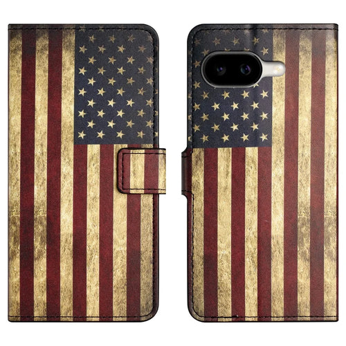 For Google Pixel 10a Case Pattern Print PU Leather Wallet Phone Cover - The American Flag - 1