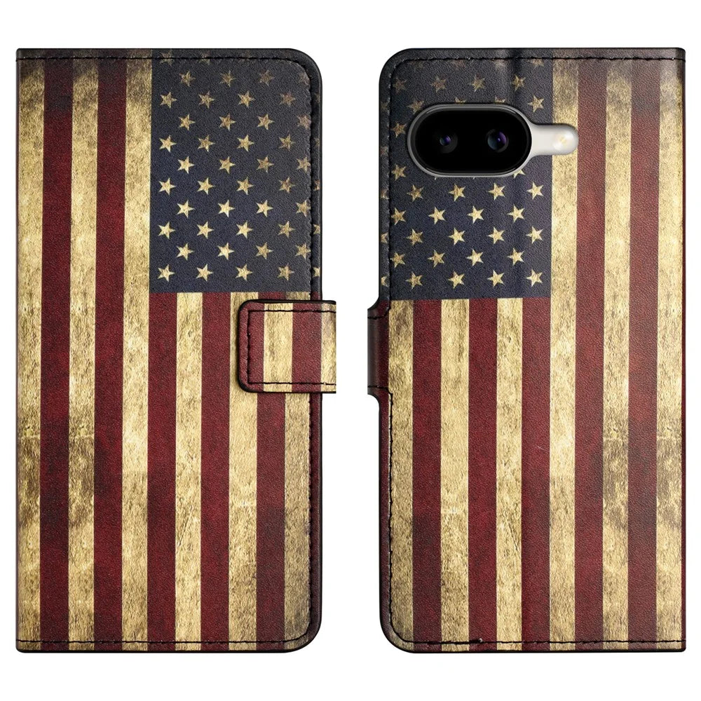 For Google Pixel 10a Case Pattern Print PU Leather Wallet Phone Cover - The American Flag - 1