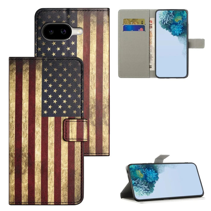 For Google Pixel 10a Case Pattern Print PU Leather Wallet Phone Cover - The American Flag - 4