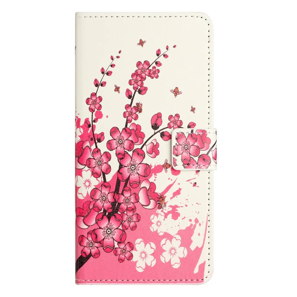 For Samsung Galaxy A57 5G Case Pattern Print PU Leather Wallet Phone Cover - Plum Blossom - 5