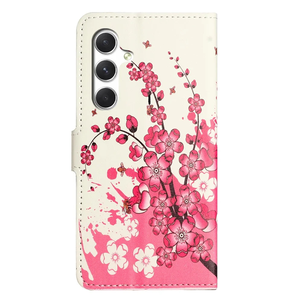 For Samsung Galaxy A57 5G Case Pattern Print PU Leather Wallet Phone Cover - Plum Blossom - 6