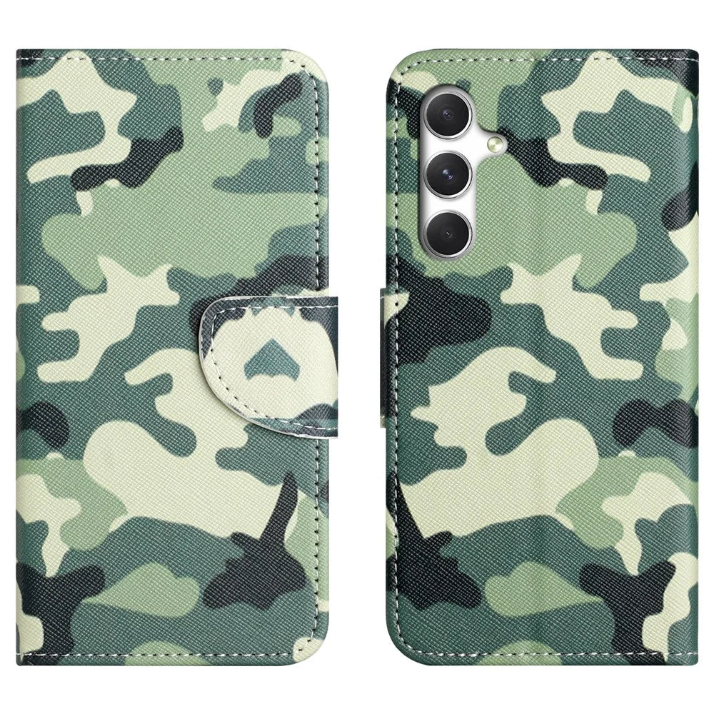 For Samsung Galaxy A57 5G Case Pattern Printing Cross Texture Leather Phone Cover - Camouflage - 1