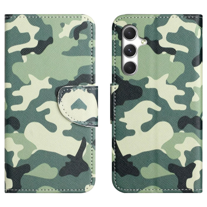 For Samsung Galaxy A57 5G Case Pattern Printing Cross Texture Leather Phone Cover - Camouflage - 1