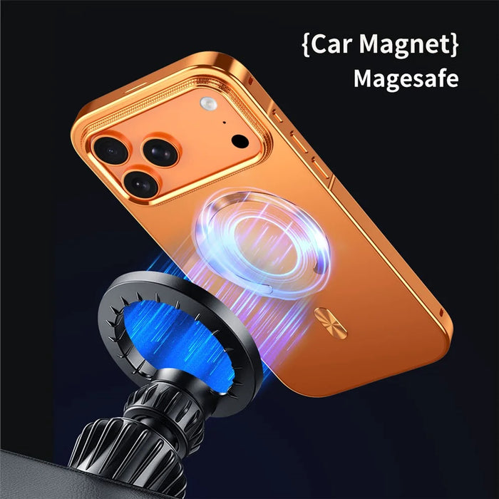 For iPhone 17 Pro Case Compatible with MagSafe Alloy Frame Phone PC Back Cover - Orange - 6