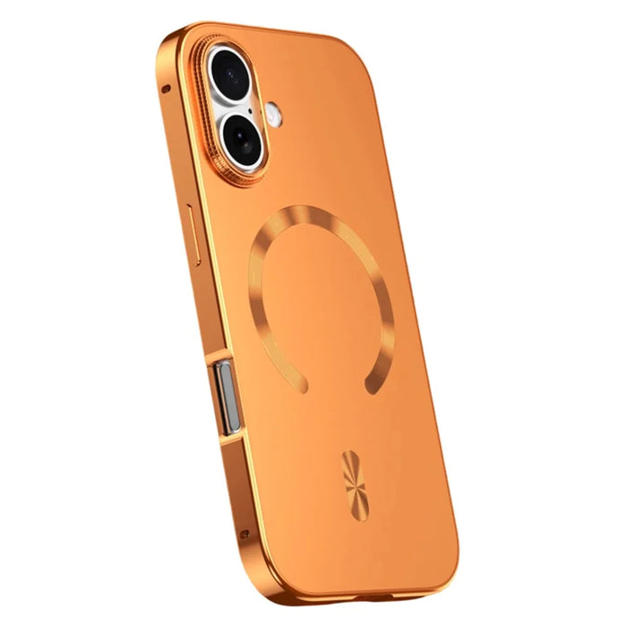 For iPhone 17 Case Compatible with MagSafe Alloy Frame Phone PC Back Cover - Orange - 1