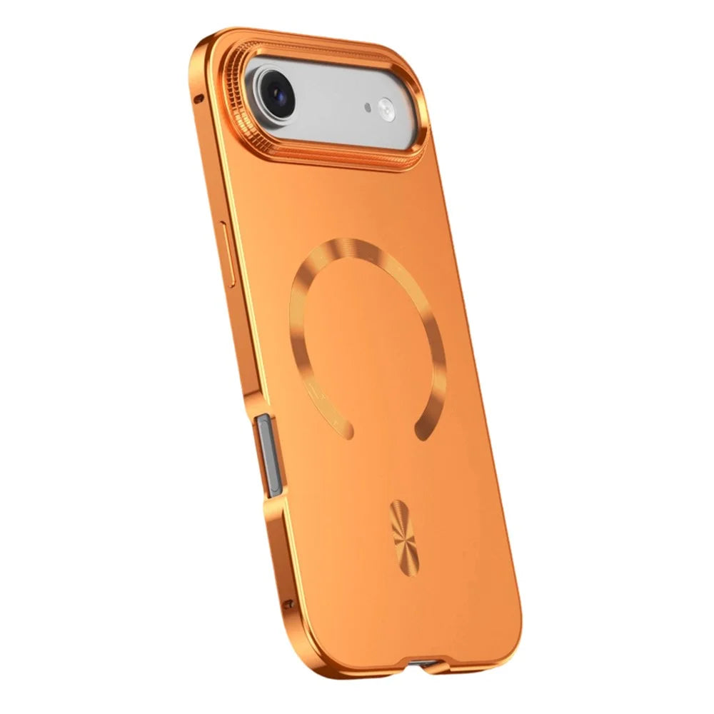 For iPhone Air Case Compatible with MagSafe Alloy Frame Phone PC Back Cover - Orange - 1