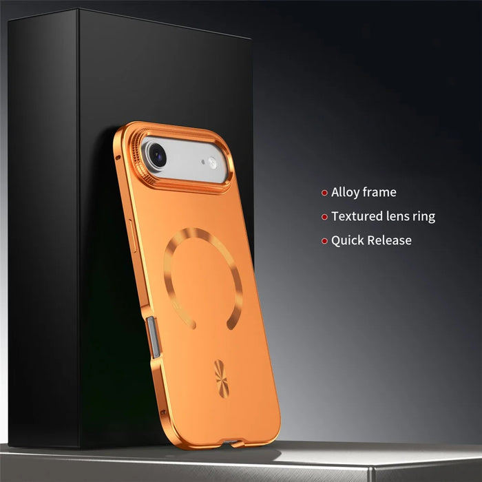For iPhone Air Case Compatible with MagSafe Alloy Frame Phone PC Back Cover - Orange - 2