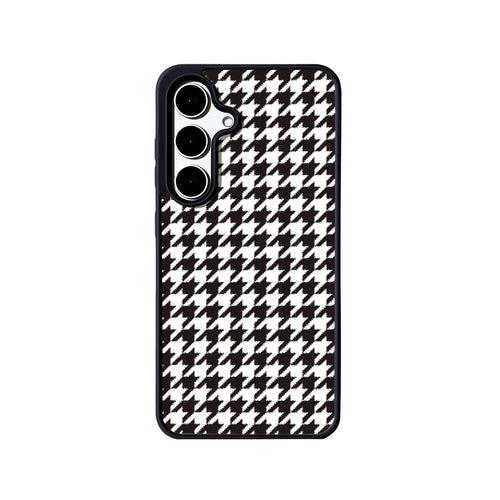 EYCASE For Samsung Galaxy S26+ Magnetic Case  Grid Series Black Edge TPU + Acrylic Cover - Black White Houndstooth - 1