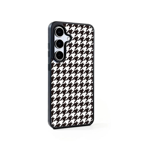 EYCASE For Samsung Galaxy S26+ Magnetic Case  Grid Series Black Edge TPU + Acrylic Cover - Black White Houndstooth - 2