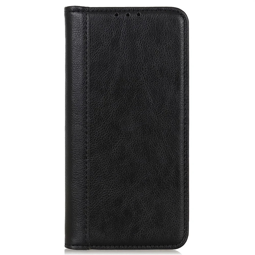 For Google Pixel 10a Stand Case Split Leather Litchi Texture Wallet Phone Cover - Black - 6