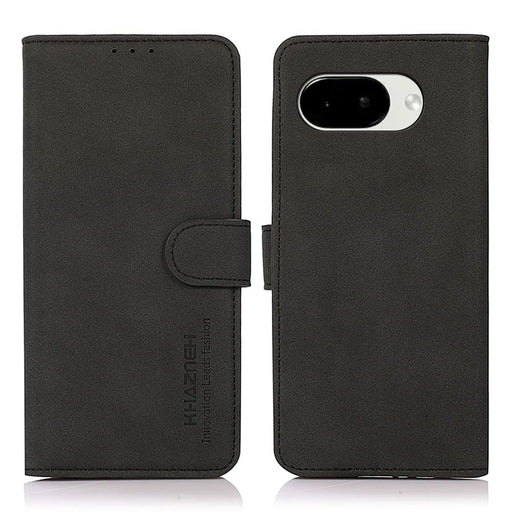 KHAZNEH For Google Pixel 10a Case Anti Scratch PU Leather Wallet Stand Phone Cover - Black - 1