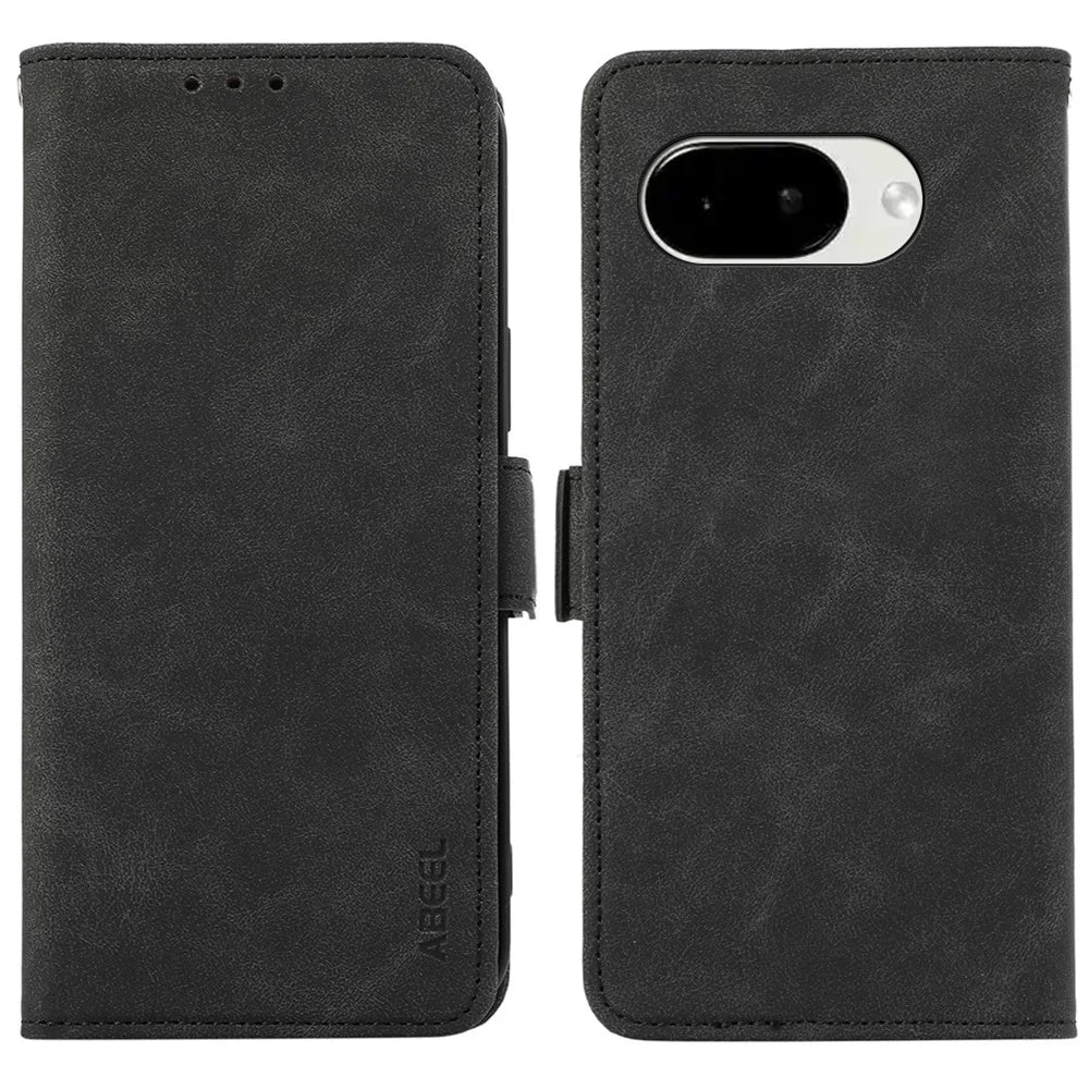 ABEEL For Google Pixel 10a Case PU Leather Folio Stand View RFID Blocking Phone Cover - Black - 1
