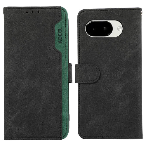 ABEEL For Google Pixel 10a Case Color Splicing Leather Flip Phone Cover RFID Blocking - Black - 1