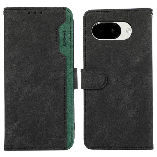 ABEEL For Google Pixel 10a Case Color Splicing Leather Flip Phone Cover RFID Blocking - Black - 1