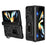 For Samsung Galaxy Z Fold5 5G Phone Case with Hinge PC + TPU Cover with Kickstand and Slide Camera Lid - Black - 1