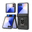 For Samsung Galaxy Z Flip7 5G Phone Case with Hinge PC + TPU Cover with Kickstand and Slide Camera Lid - Black - 1