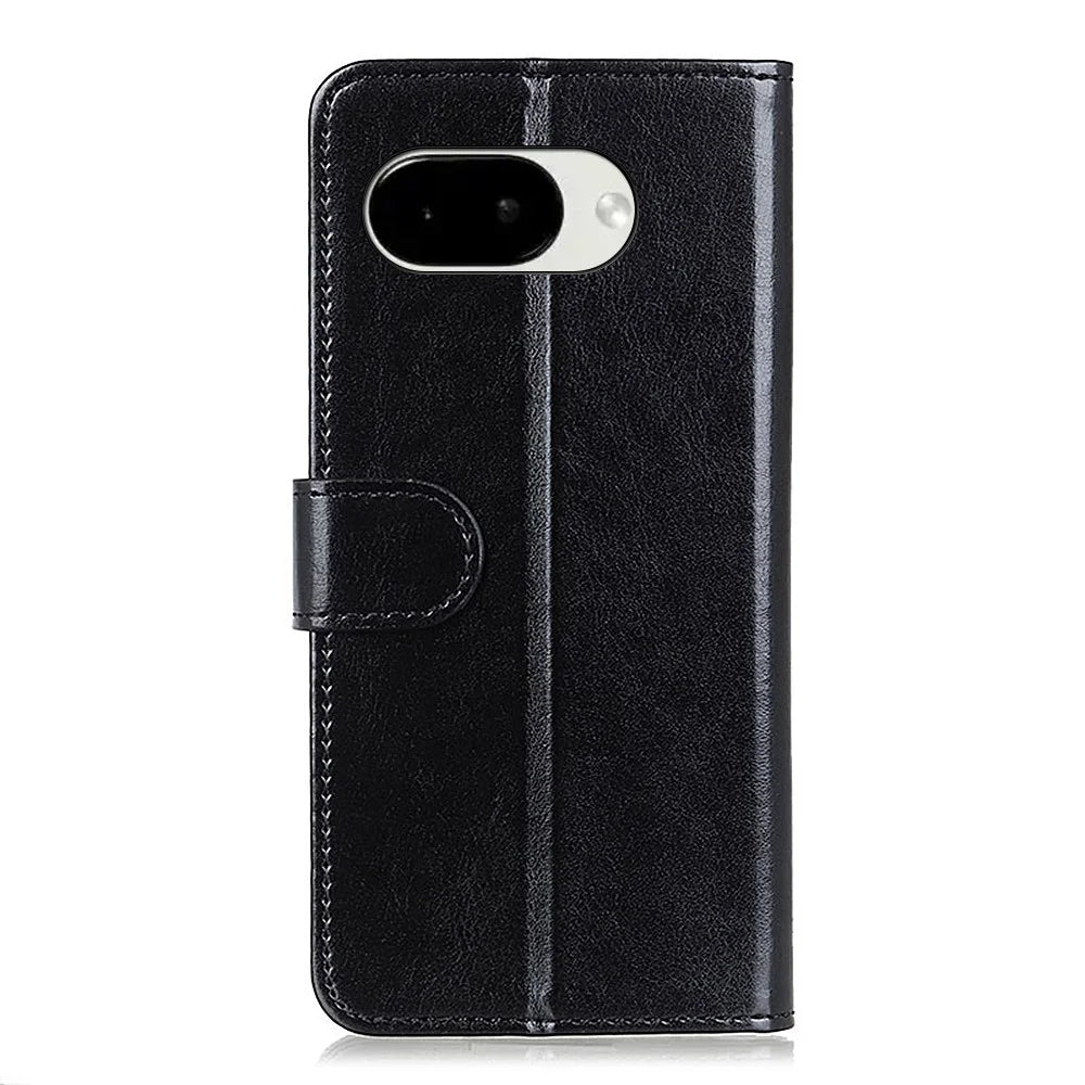For Google Pixel 10a Case Crazy Horse Texture PU Leather Phone Stand Cover - Black - 6