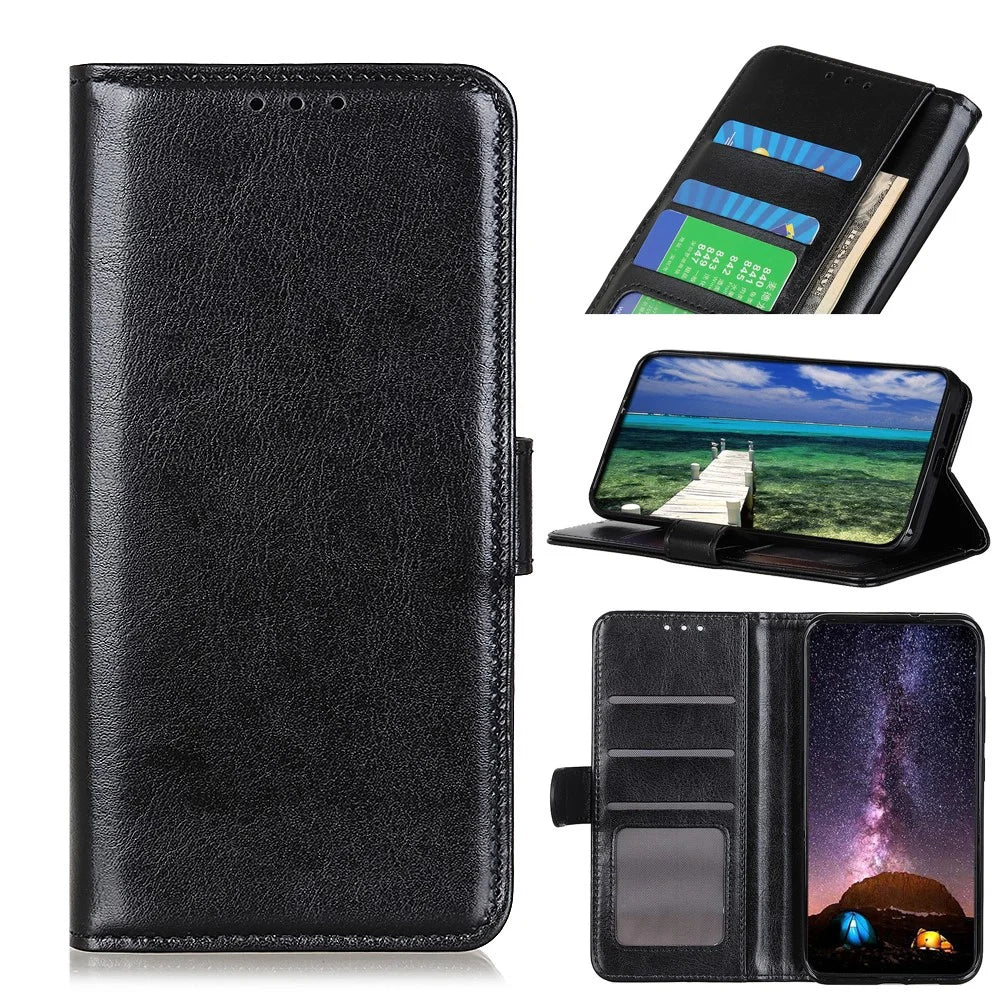 For Google Pixel 10a Case Crazy Horse Texture PU Leather Phone Stand Cover - Black - 7