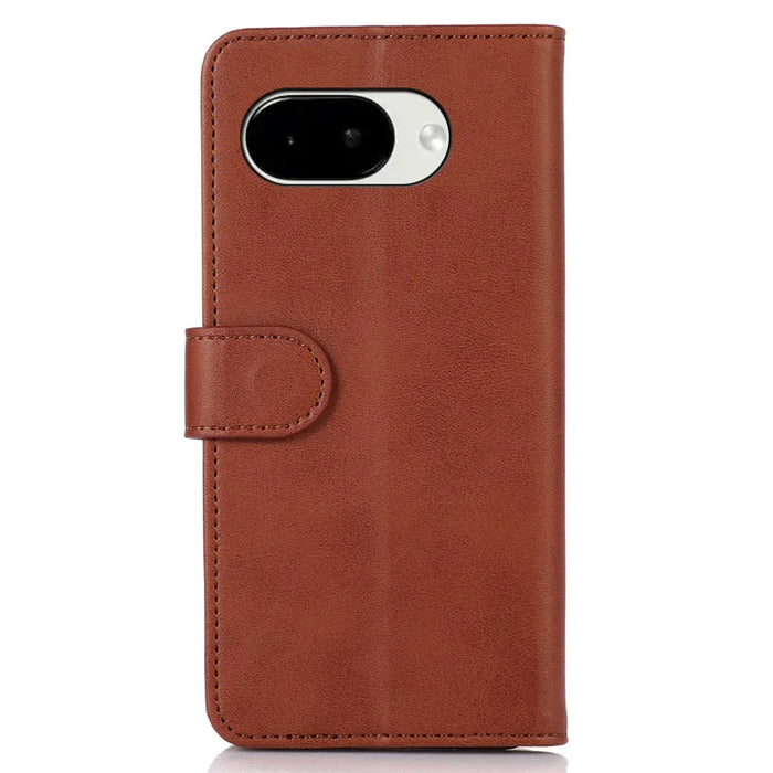 For Google Pixel 10a Case Cowhide Texture Leather Wallet Phone Cover with Stand - Brown - 7