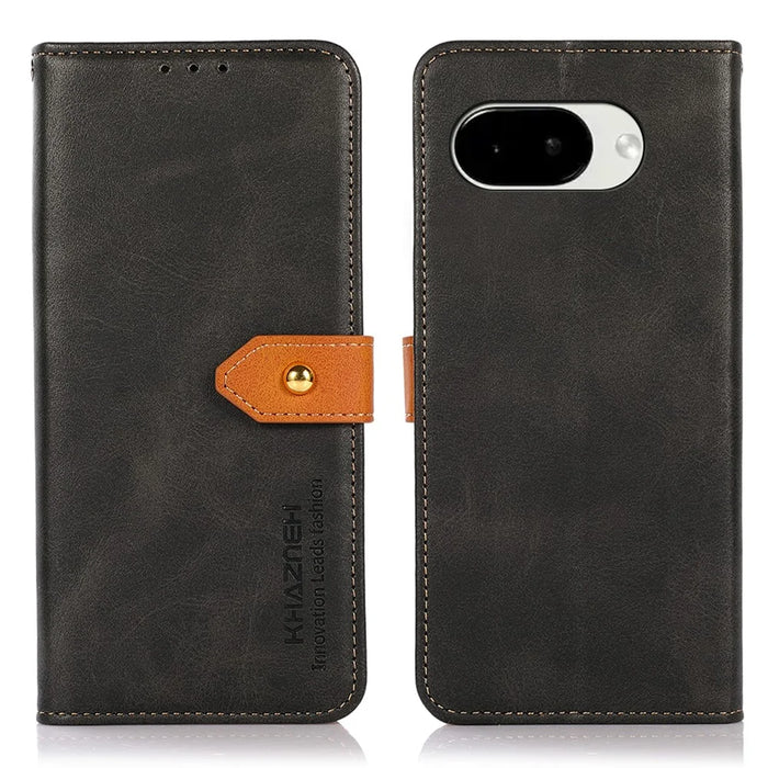 KHAZNEH For Google Pixel 10a Wallet Phone Case Stand Leather Flip Cover - Black - 1