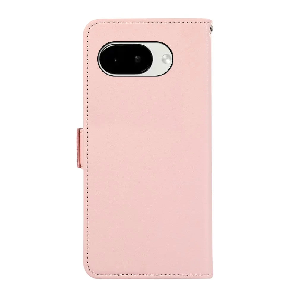 ABEEL For 	Google Pixel 10a Case Leather Phone Cover with RFID Blocking Wallet - Pink - 7