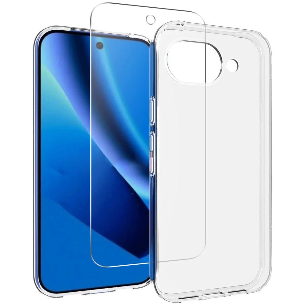 For Google Pixel 10a Clear TPU Anti-Scratch Phone Case + 2.5D Arc Edge Screen Protector - 1