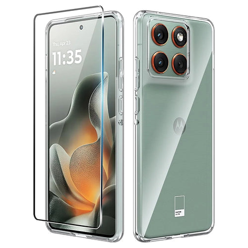 For Motorola Edge 70 5G Clear TPU Anti-Scratch Phone Case + 2.5D Arc Edge Screen Protector - 1