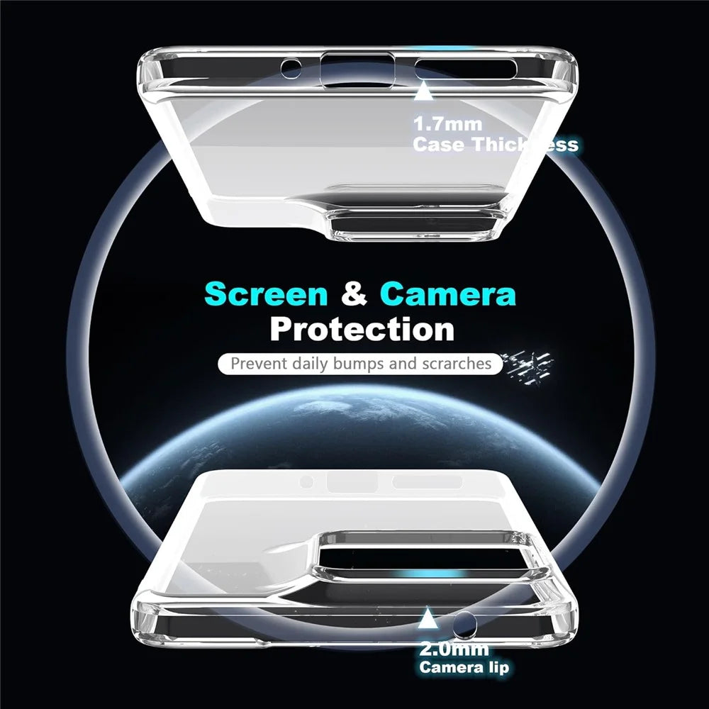 For Motorola Edge 70 5G Clear TPU Anti-Scratch Phone Case + 2.5D Arc Edge Screen Protector - 3