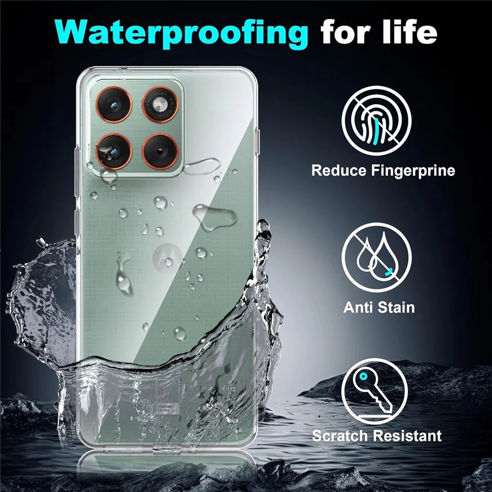 For Motorola Edge 70 5G Clear TPU Anti-Scratch Phone Case + 2.5D Arc Edge Screen Protector - 4