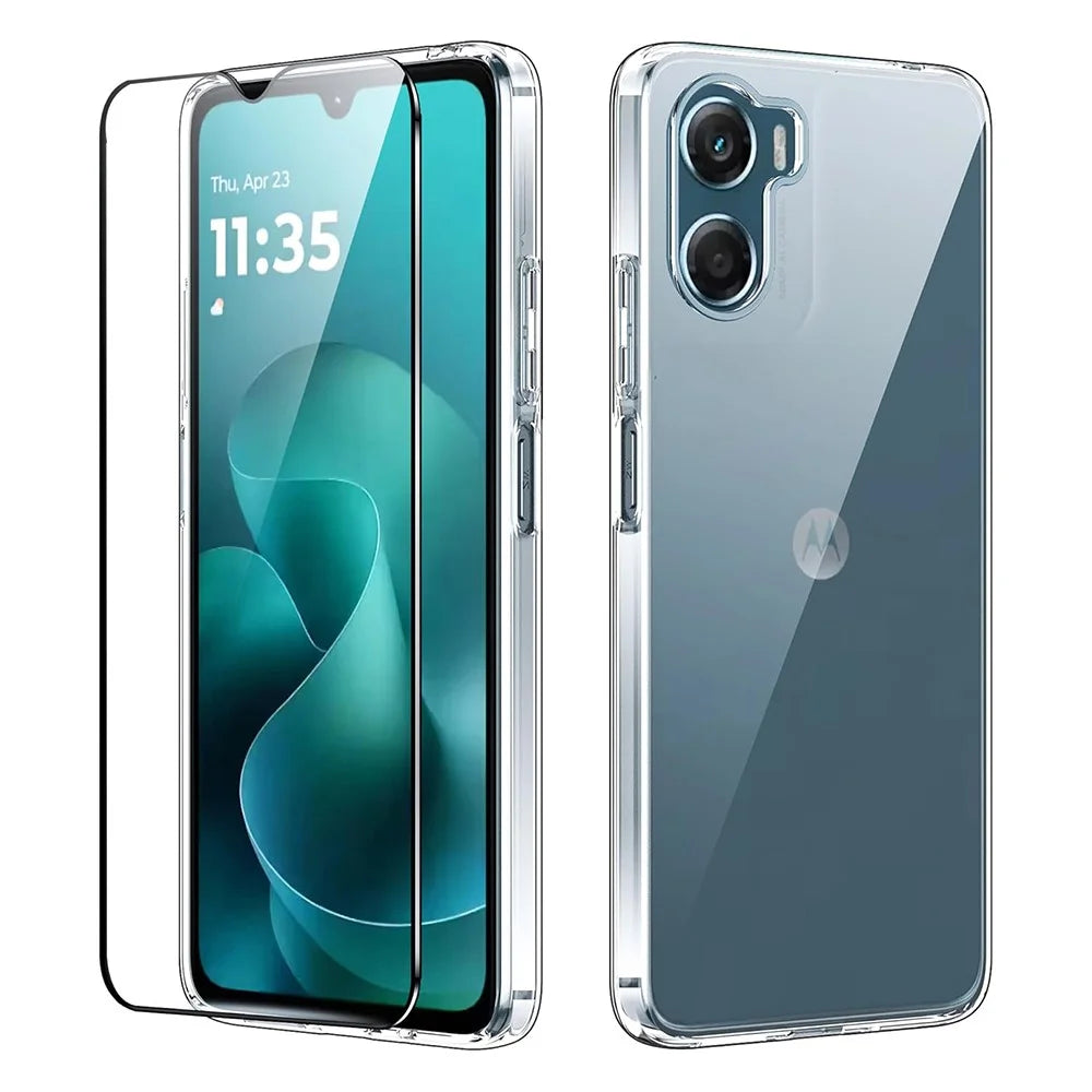 For Motorola Moto G06 Power 4G / G06 4G Clear TPU Anti-Scratch Phone Case + 2.5D Arc Edge Screen Protector - 1
